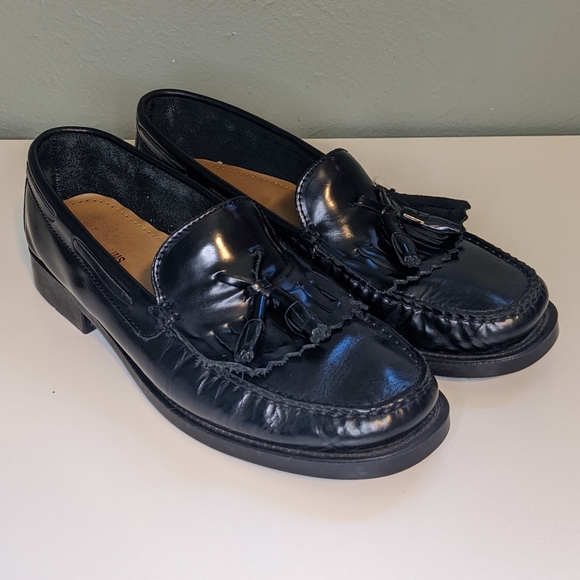 COPY - GH BASS Weejuns MARIETTA II Black Leather Loafers Tassel Kiltie Size 8.5 - Picture 1 of 11